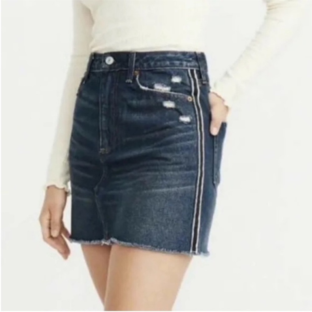Abercrombie & Fitch Zoe Natural Rise A-Line Denim Mini Skirt Size 14 Dark Wash